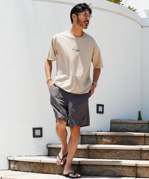 KANGOL / カンゴール 別注 コラボ ロゴ 刺繍 ビッグシルエット 半袖 Tシャツ |Tシャツ クルーネック メンズ ブランド 半袖 無地 カットソー