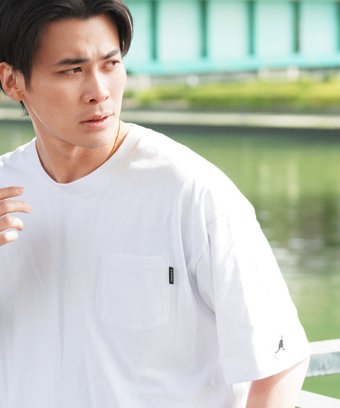 KANGOL / カンゴール 別注 コラボ ロゴ 刺繍 ビッグシルエット 半袖 Tシャツ |Tシャツ クルーネック メンズ ブランド 半袖 無地 カットソー
