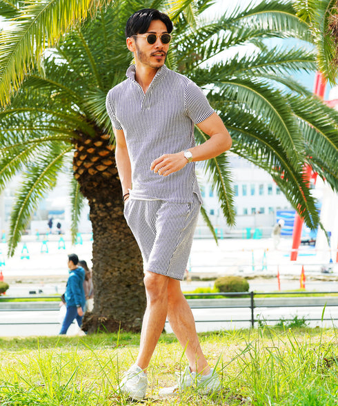 ホワイト×ネイビー MODEL : GO 180cm 66kg Lsize