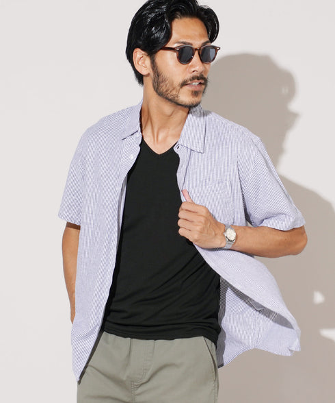 TRVネック半袖Tシャツ
