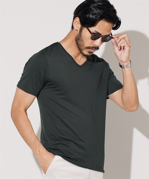 Vネック半袖Tシャツ