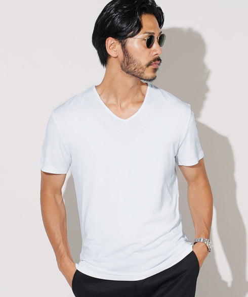 Vネック半袖Tシャツ