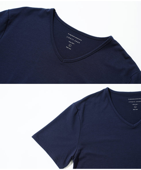 Vネック半袖Tシャツ