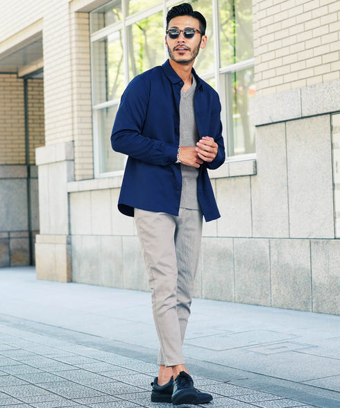 aミックスグレー(Vネック) MODEL : GO 180cm 66kg Lsize