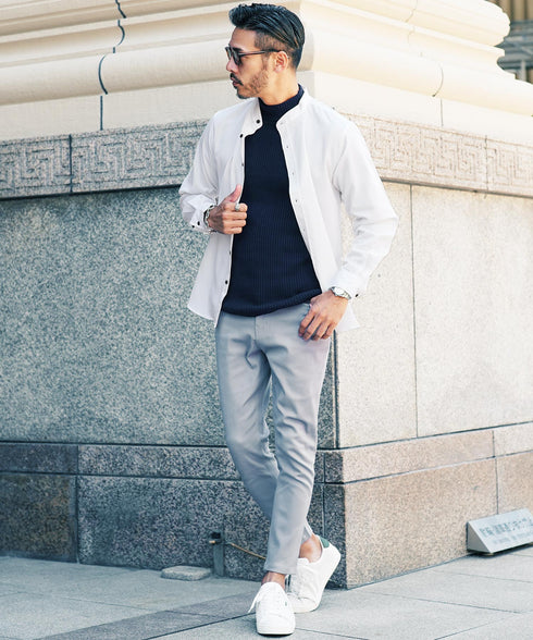 cネイビー(モックネック) MODEL : GO 180cm 66kg Lsize