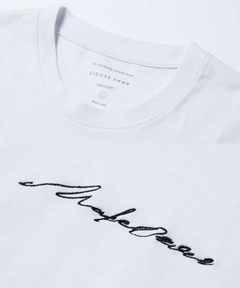 刺繍ロゴTシャツ│メンズ Tシャツ 刺繍 夏 半袖 綿100% コットン100 ワインポイントホワイト ブラック サーフ系 ストリート系 ロゴ クルーネック ユニセックス