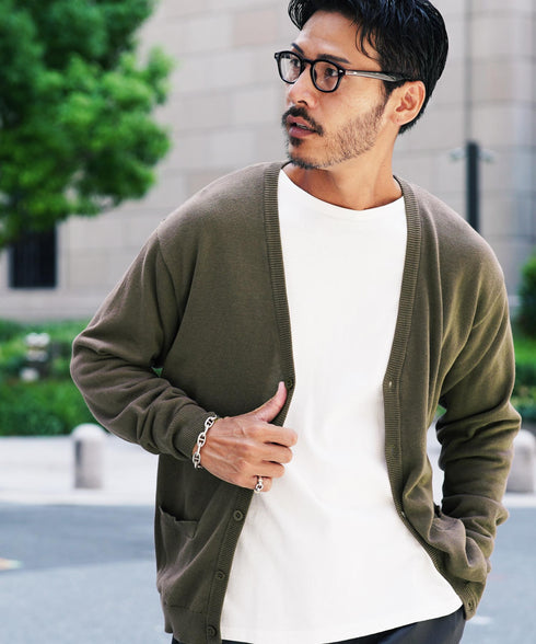 コットンカーディガン│トップス ニットカーデ 無地 長袖 レディース ユニセックス オーガニックコットン 綿 S M L XL 春 春服 秋 秋服 JIGGYSSHOP