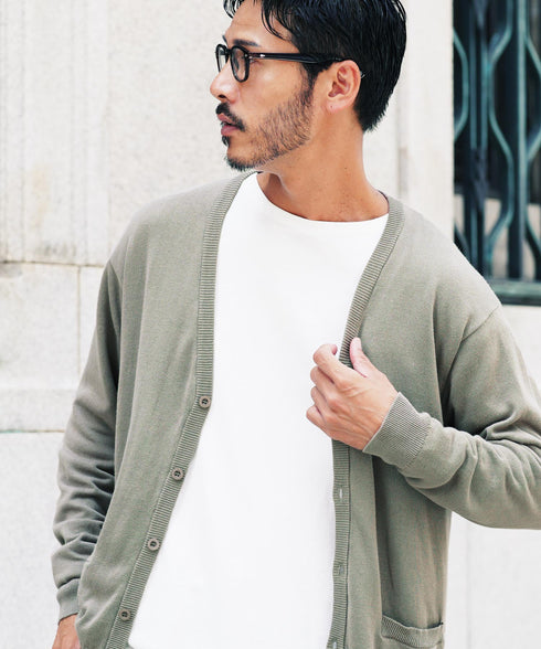 コットンカーディガン│トップス ニットカーデ 無地 長袖 レディース ユニセックス オーガニックコットン 綿 S M L XL 春 春服 秋 秋服 JIGGYSSHOP