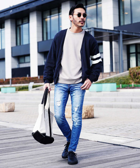 ネイビー2ボーダー MODEL : GO 180cm 66kg Lsize