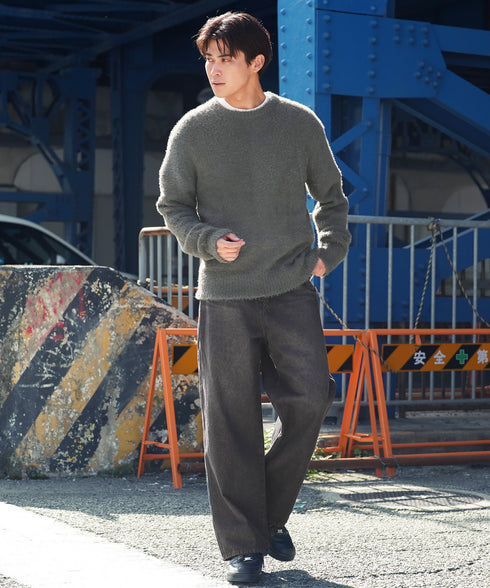 シャギーニット | あったか 柔らか メンズニット メンズセーター ニットセーター おしゃれ レディース 秋 秋服 冬 冬服 クルーネック シャギー ブラック グレー ホワイト ベージュ