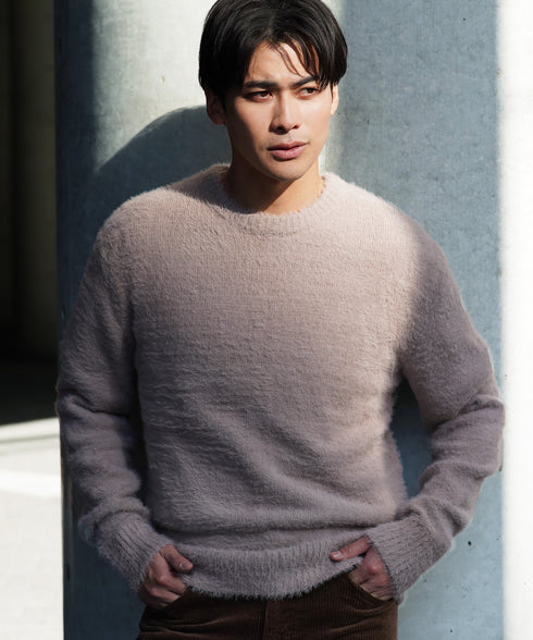 シャギーニット | あったか 柔らか メンズニット メンズセーター ニットセーター おしゃれ レディース 秋 秋服 冬 冬服 クルーネック シャギー ブラック グレー ホワイト ベージュ