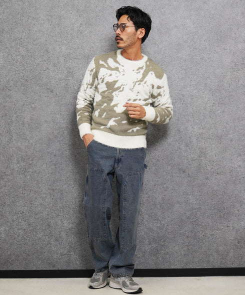 シャギーニット | あったか 柔らか メンズニット メンズセーター ニットセーター おしゃれ レディース 秋 秋服 冬 冬服 クルーネック シャギー ブラック グレー ホワイト ベージュ