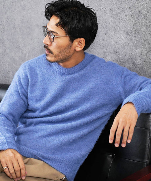 シャギーニット | あったか 柔らか メンズニット メンズセーター ニットセーター おしゃれ レディース 秋 秋服 冬 冬服 クルーネック シャギー ブラック グレー ホワイト ベージュ