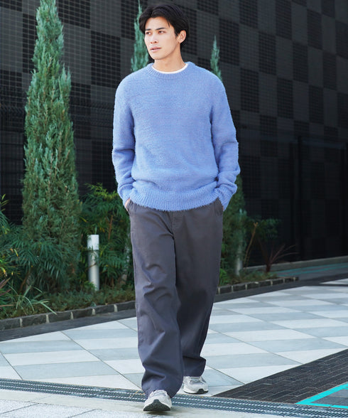 シャギーニット | あったか 柔らか メンズニット メンズセーター ニットセーター おしゃれ レディース 秋 秋服 冬 冬服 クルーネック シャギー ブラック グレー ホワイト ベージュ