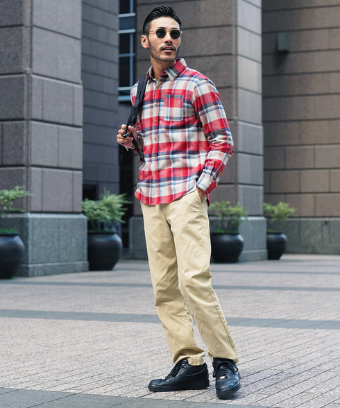 ネルチェックシャツ│メンズ シャツ 長袖 ネルシャツ 古着系 アメカジ系 大きいサイズ オンブレーチェック ブロックチェック