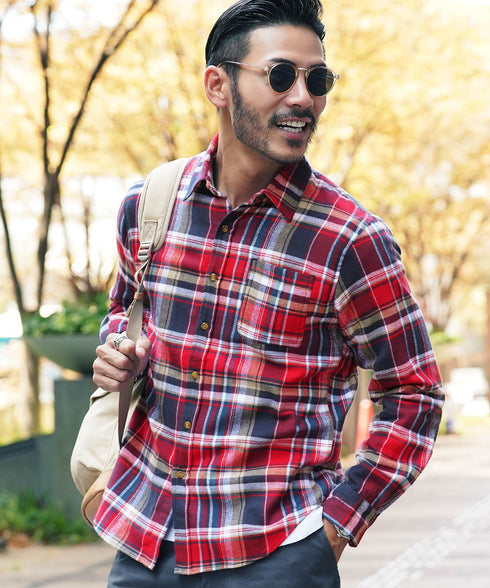 ネルチェックシャツ