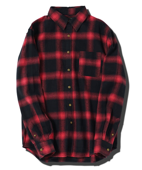 ネルチェックシャツ│メンズ シャツ 長袖 ネルシャツ 古着系 アメカジ系 大きいサイズ オンブレーチェック ブロックチェック