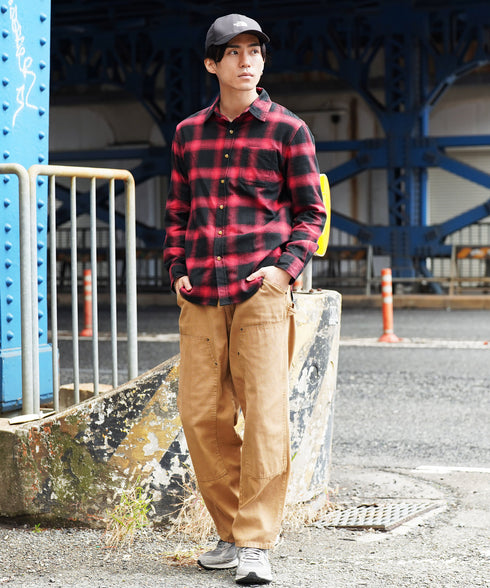 ネルチェックシャツ│メンズ シャツ 長袖 ネルシャツ 古着系 アメカジ系 大きいサイズ オンブレーチェック ブロックチェック