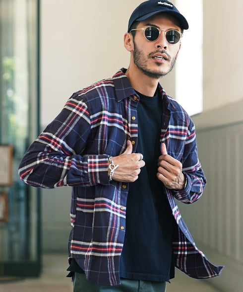 ネルチェックシャツ