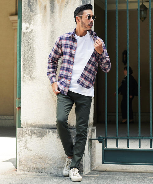 ネルチェックシャツ│メンズ シャツ 長袖 ネルシャツ 古着系 アメカジ系 大きいサイズ オンブレーチェック ブロックチェック