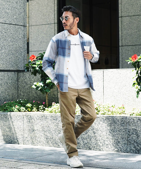 ネルチェックシャツ│メンズ シャツ 長袖 ネルシャツ 古着系 アメカジ系 大きいサイズ オンブレーチェック ブロックチェック