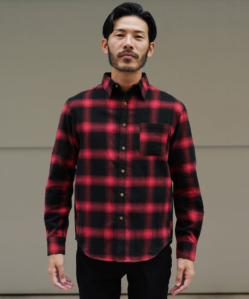 ネルチェックシャツ│メンズ シャツ 長袖 ネルシャツ 古着系 アメカジ系 大きいサイズ オンブレーチェック ブロックチェック