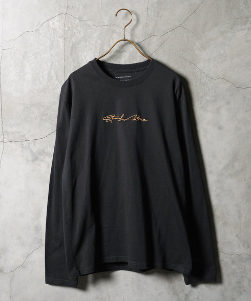 オーガビッツ コットン マルチ刺繍ロンT | Tシャツ 長袖 カットソー ロンティー ブランド おしゃれ ワンポイント 白Tシャツ クルーネック 服 秋服 秋 冬服 冬 春服 春 黒 白 ベージュ 【メール便】