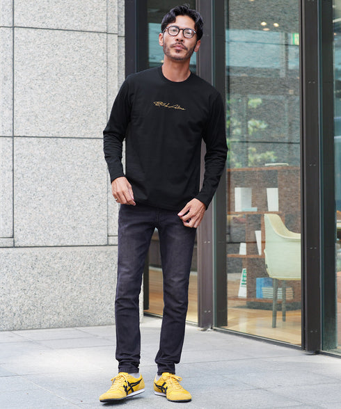 オーガビッツ コットン マルチ刺繍ロンT | Tシャツ 長袖 カットソー ロンティー ブランド おしゃれ ワンポイント 白Tシャツ クルーネック 服 秋服 秋 冬服 冬 春服 春 黒 白 ベージュ 【メール便】