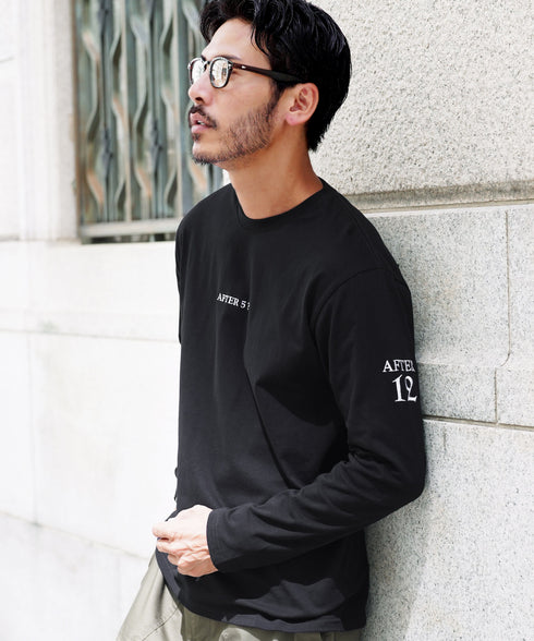 オーガビッツ コットン マルチ刺繍ロンT | Tシャツ 長袖 カットソー ロンティー ブランド おしゃれ ワンポイント 白Tシャツ クルーネック 服 秋服 秋 冬服 冬 春服 春 黒 白 ベージュ 【メール便】