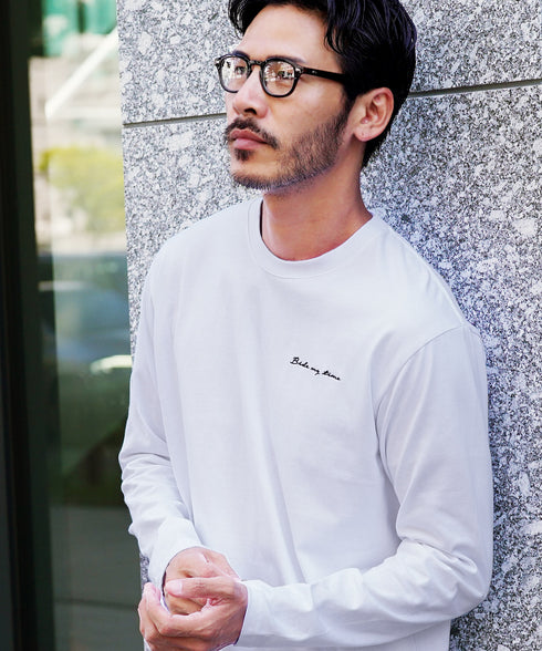 オーガビッツ コットン マルチ刺繍ロンT | Tシャツ 長袖 カットソー ロンティー ブランド おしゃれ ワンポイント 白Tシャツ クルーネック 服 秋服 秋 冬服 冬 春服 春 黒 白 ベージュ 【メール便】