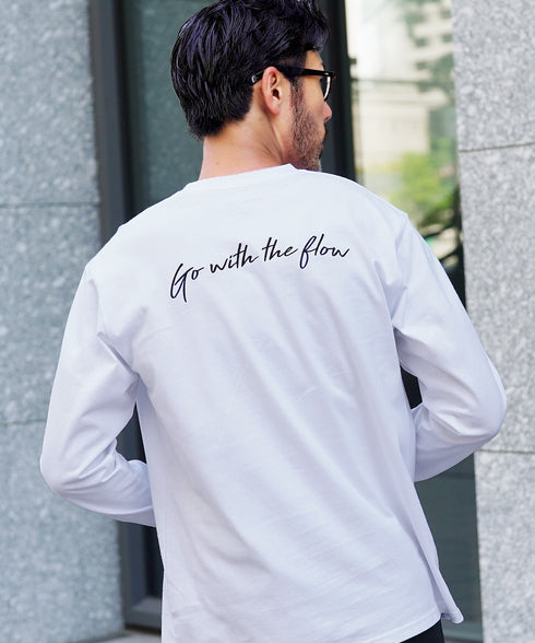 オーガビッツ コットン マルチ刺繍ロンT | Tシャツ 長袖 カットソー ロンティー ブランド おしゃれ ワンポイント 白Tシャツ クルーネック 服 秋服 秋 冬服 冬 春服 春 黒 白 ベージュ 【メール便】