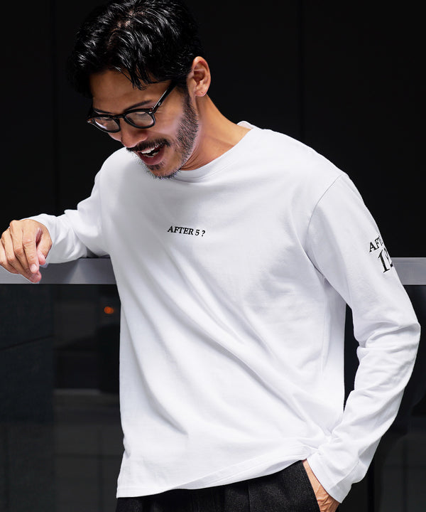 オーガビッツ コットン マルチ刺繍ロンT | Tシャツ 長袖 カットソー ロンティー ブランド おしゃれ ワンポイント 白Tシャツ クルーネック 服 秋服 秋 冬服 冬 春服 春 黒 白 ベージュ 【メール便】