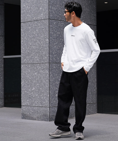 オーガビッツ コットン マルチ刺繍ロンT | Tシャツ 長袖 カットソー ロンティー ブランド おしゃれ ワンポイント 白Tシャツ クルーネック 服 秋服 秋 冬服 冬 春服 春 黒 白 ベージュ 【メール便】