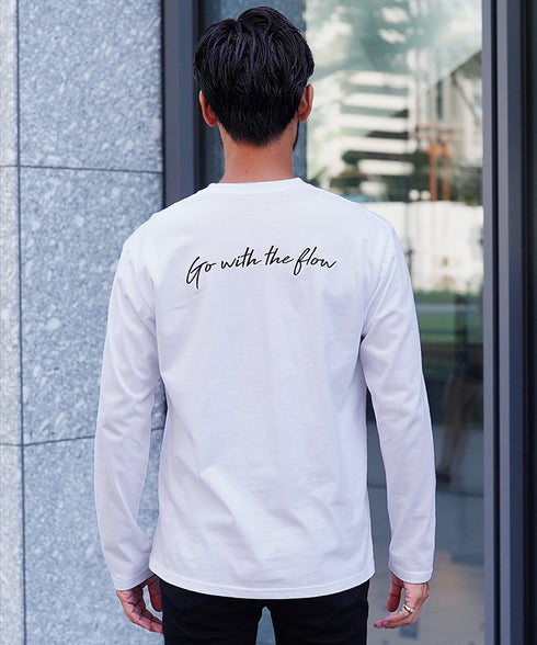 オーガビッツ コットン マルチ刺繍ロンT | Tシャツ 長袖 カットソー ロンティー ブランド おしゃれ ワンポイント 白Tシャツ クルーネック 服 秋服 秋 冬服 冬 春服 春 黒 白 ベージュ 【メール便】