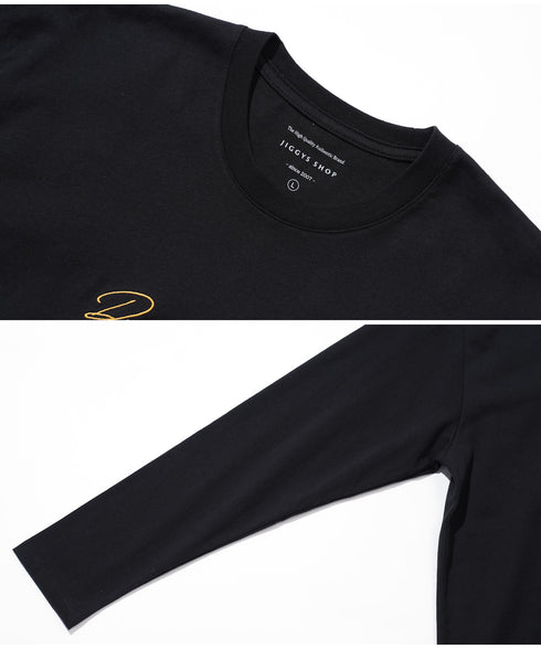 オーガビッツ コットン マルチ刺繍ロンT | Tシャツ 長袖 カットソー ロンティー ブランド おしゃれ ワンポイント 白Tシャツ クルーネック 服 秋服 秋 冬服 冬 春服 春 黒 白 ベージュ 【メール便】