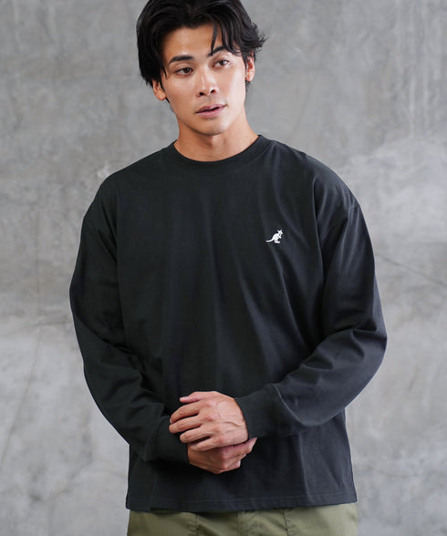KANGOL / カンゴール 別注 コラボ オーバーサイズ 刺繍 ロゴ ロンT | ブランド クルーネックロンT 長袖Tシャツ クルーネック ロングtシャツ 無地 カットソー