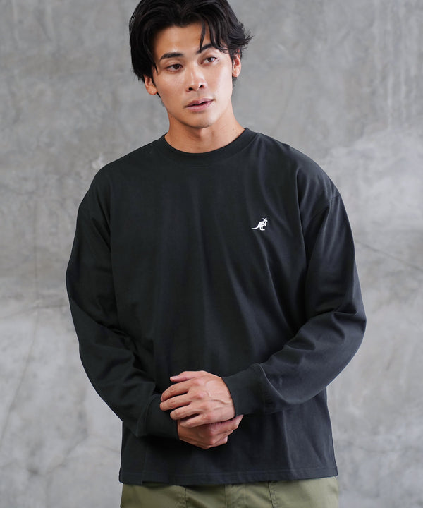 KANGOL / カンゴール 別注 コラボ オーバーサイズ 刺繍 ロゴ ロンT | ブランド クルーネックロンT 長袖Tシャツ クルーネック ロングtシャツ 無地 カットソー