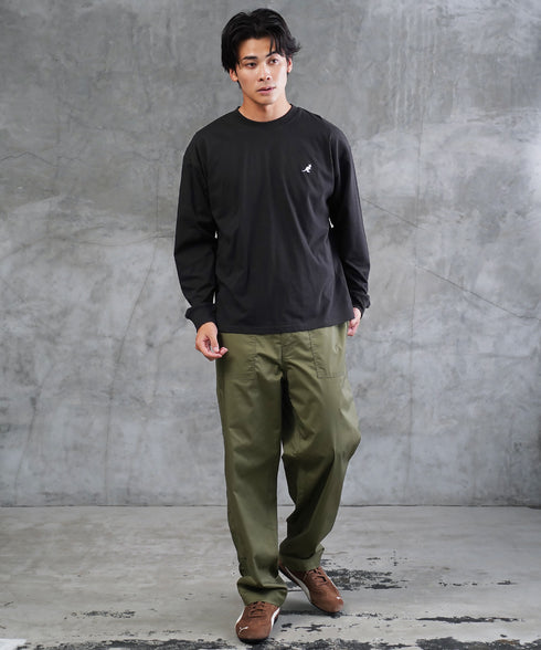 KANGOL / カンゴール 別注 コラボ オーバーサイズ 刺繍 ロゴ ロンT | ブランド クルーネックロンT 長袖Tシャツ クルーネック ロングtシャツ 無地 カットソー