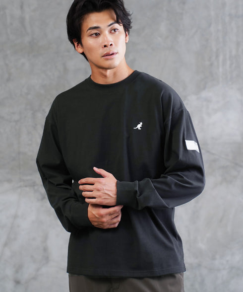 KANGOL / カンゴール 別注 コラボ オーバーサイズ 刺繍 ロゴ ロンT | ブランド クルーネックロンT 長袖Tシャツ クルーネック ロングtシャツ 無地 カットソー