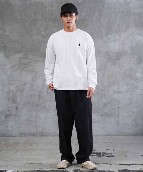 KANGOL / カンゴール 別注 コラボ オーバーサイズ 刺繍 ロゴ ロンT | ブランド クルーネックロンT 長袖Tシャツ クルーネック ロングtシャツ 無地 カットソー