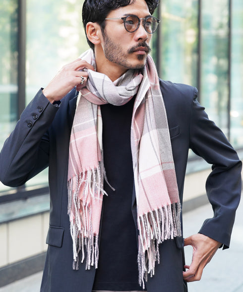 大判チェックマフラー | ストール チェック柄 ブランケット ポンチョ メンズ レディース ユニセックス 男女兼用 ペア クリスマス バレンタイン プレゼント ギフト 通勤 通学 秋冬