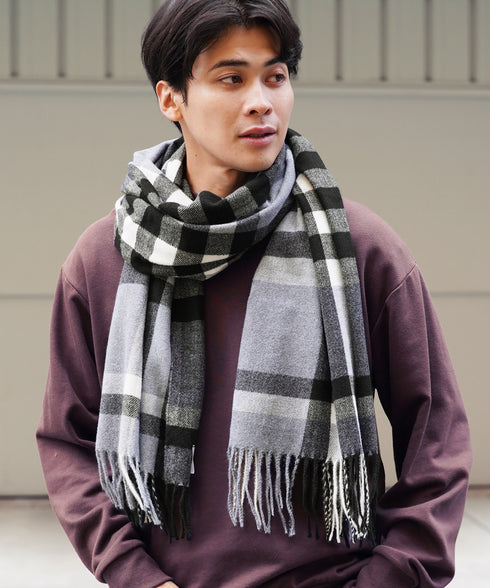 大判チェックマフラー | ストール チェック柄 ブランケット ポンチョ メンズ レディース ユニセックス 男女兼用 ペア クリスマス バレンタイン プレゼント ギフト 通勤 通学 秋冬