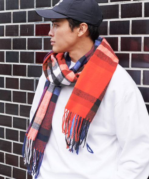 大判チェックマフラー | ストール チェック柄 ブランケット ポンチョ メンズ レディース ユニセックス 男女兼用 ペア クリスマス バレンタイン プレゼント ギフト 通勤 通学 秋冬