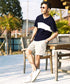 Bネイビー1ライン(Vネック) MODEL : GO 180cm 66kg Lsize