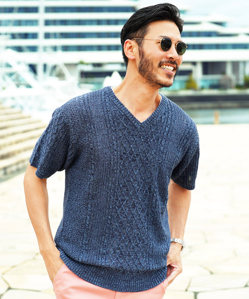 Bインディゴ(Vネック) MODEL : GO 180cm 66kg Lsize