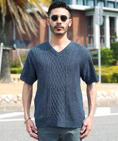 Bインディゴ(Vネック) MODEL : GO 180cm 66kg Lsize