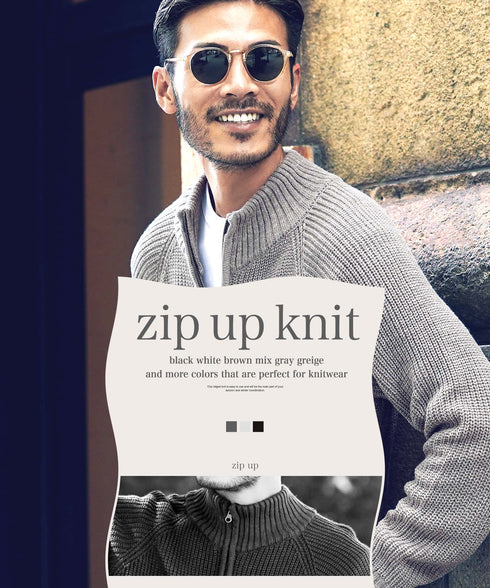 畦ZIPUPニット