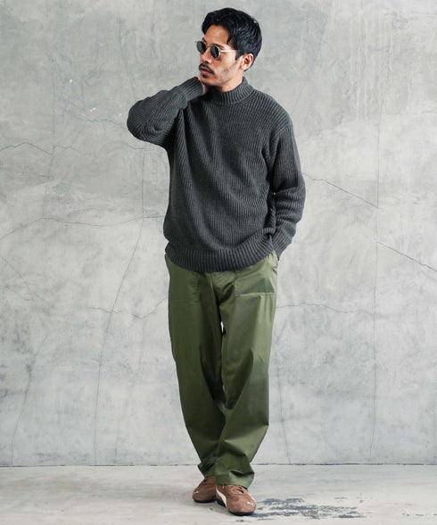 畦ニット(モックネック) ニット セーター メンズ あぜ編み 総柄 秋服 冬服 ニットセーター メンズニット メンズセーター 厚手 冬 ボーダー 暖かい あったか 秋 秋冬 ハイネック タートルニット モック クルーネック