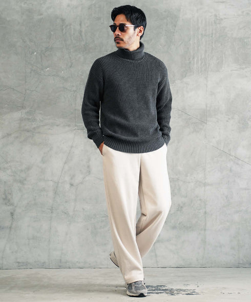 畦ニット(タートルネック) ニット セーター メンズ あぜ編み 総柄 秋服 冬服 ニットセーター メンズニット メンズセーター 厚手 冬 ボーダー 暖かい あったか 秋 秋冬 ハイネック タートルニット モック クルーネック