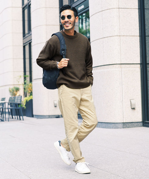 畦ニット(クルーネック) ニット セーター メンズ あぜ編み 総柄 秋服 冬服 ニットセーター メンズニット メンズセーター 厚手 冬 ボーダー 暖かい あったか 秋 秋冬 ハイネック タートルニット モック クルーネック